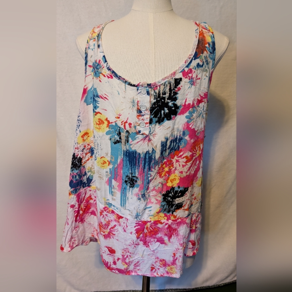 Hang Ten Pink and Blue Boxy Tank Top with Relaxed Fit